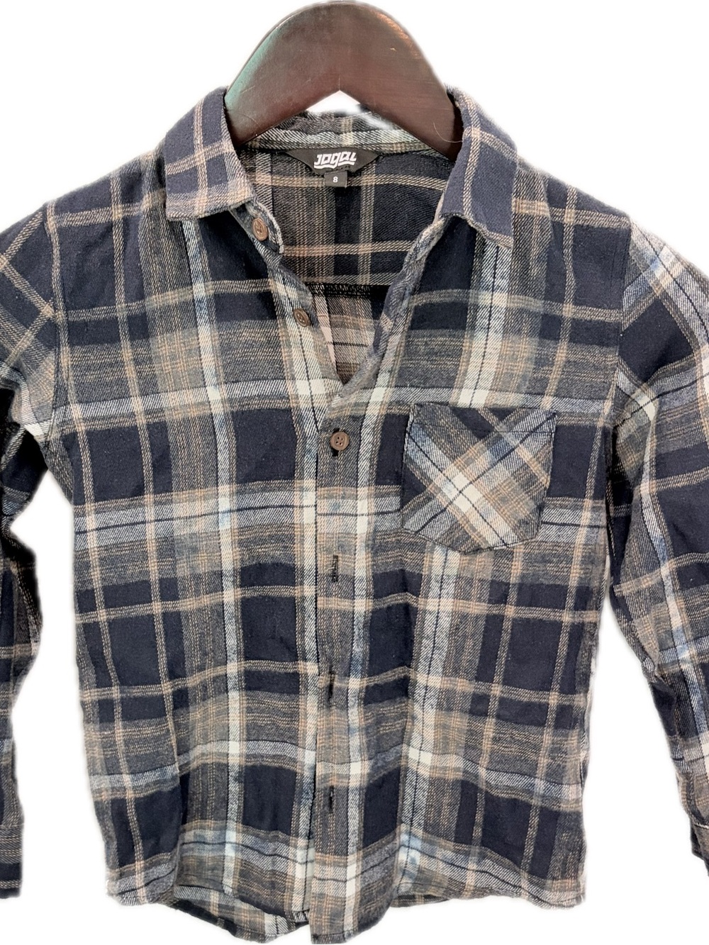 Youth Plaid Button-Down Shirt - Navy & Beige